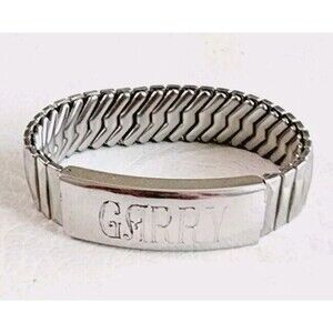 Vtg 1950s ELCO STERLING SILVER TOP SS FLEXBAND PHOTO ID BRACELET & LOCKET